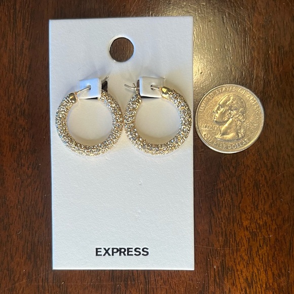 NWT Express Rhinestone Pavé Hoops in Gold Tone or Black - Picture 6 of 10